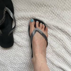 Havianas size 7, silver with crystals